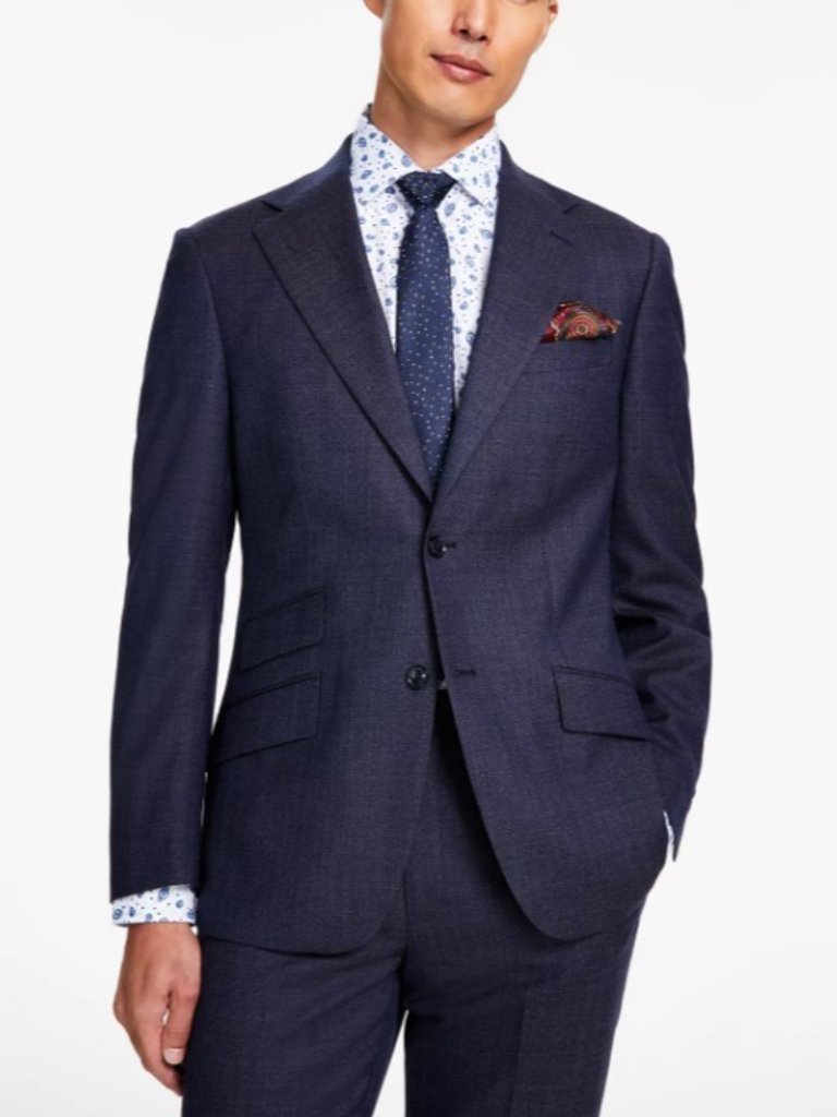 Tallia Men's Slim-Fit Stretch Solid Suit Jacket Blue Solid Size 44l